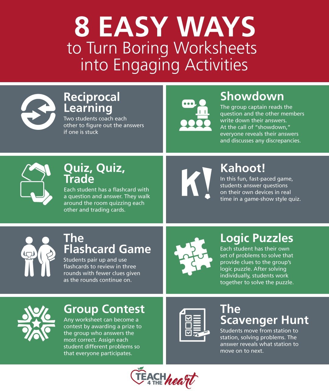 Looking for new classroom ideas? Need a solution to boring worksheets? Turn them into these 7 engaging activities instead!